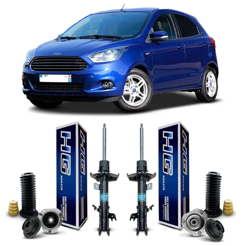Par Amortecedor Nakata + Kit Coxim Batente Suspensão Dianteira Ford New Ka 2014 2015 2016 2017 2018 2019 2020 2021