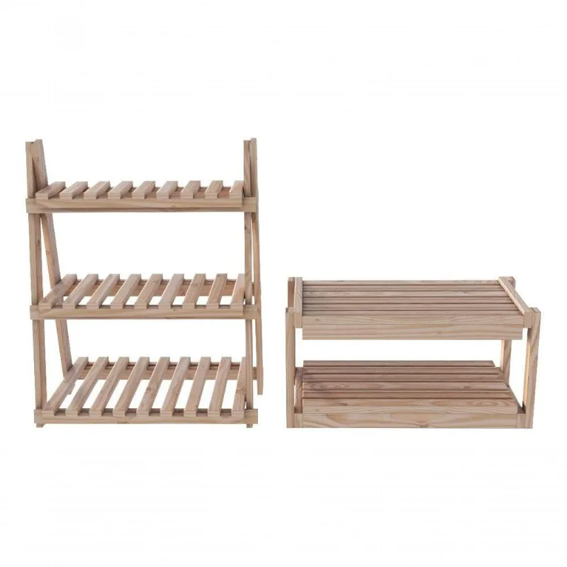 Kit Organizadores Verticais Madeira Pinus Dobráveis Dupla E Organizador P/ Treliça Moderno 55X95Cm A