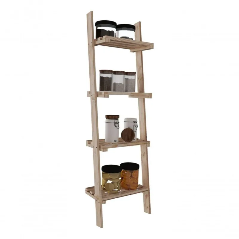 Conjunto Estante Minimalista Madeira Natural E Arara Roupeiro De Qualidade Feito De Madeira Reflores - OUTRAS - Móveis