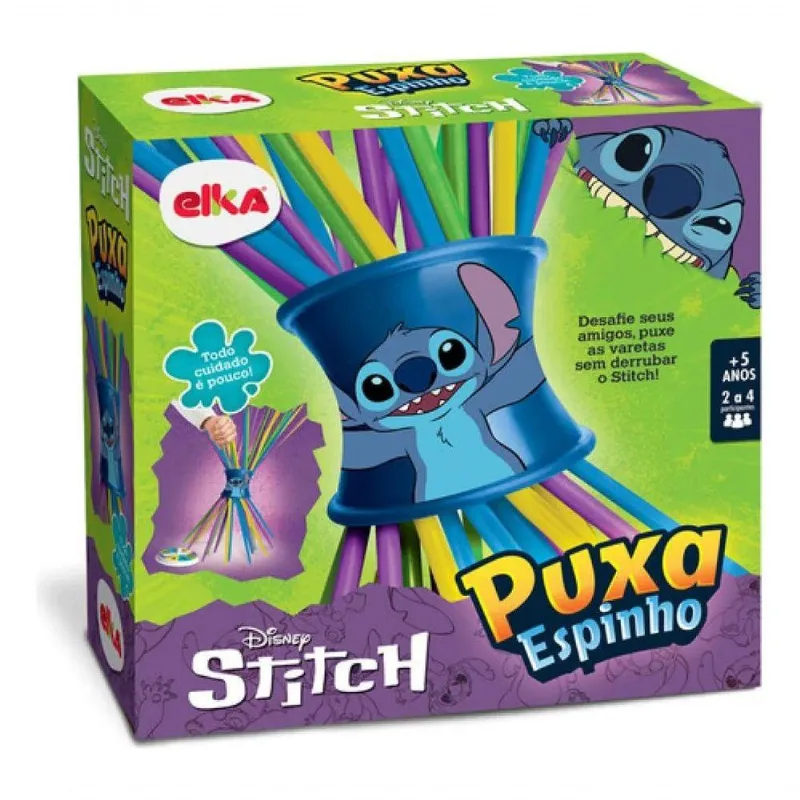 Jogo Infantil Puxa Espinho Stitch Disney 1297 De Habilidade Azul Elka