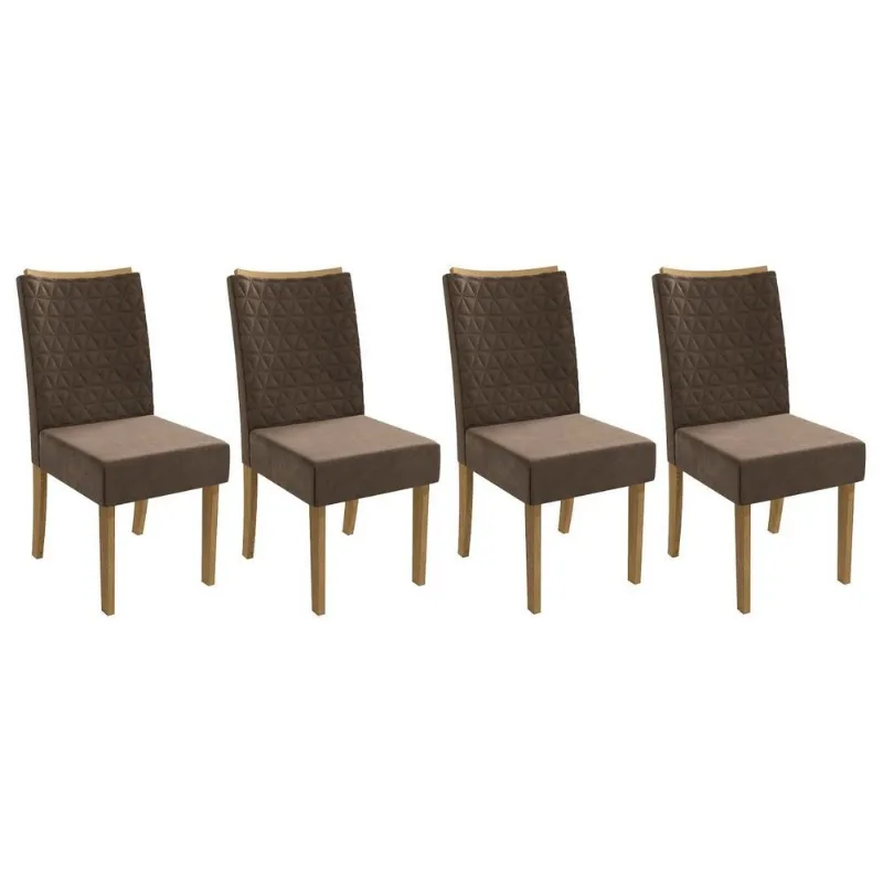 Cadeira Sala de Jantar Rosa 2CAD129 Madeirado Kit 4 Un Canela/Suede Capuccino - Kappesberg