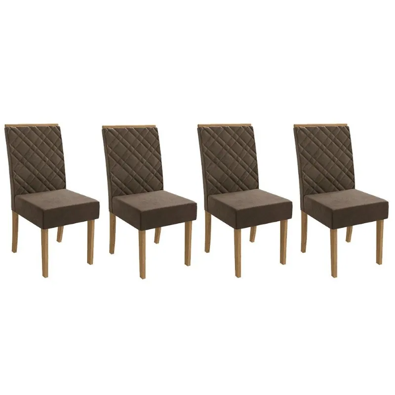 Cadeira Sala de Jantar Gardênia 2CAD149 Madeirado Kit 4 Un Canela/Suede Capuccino - Kappesberg