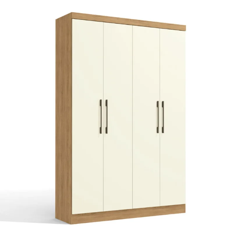 Guarda Roupa Modulado Prisma 4 Portas e 2 Gavetas - Freijó/Off White