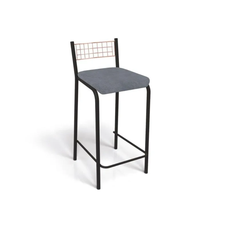 Banqueta Zurique 1B607PFR Preto/Linho Cinza - Kappesberg