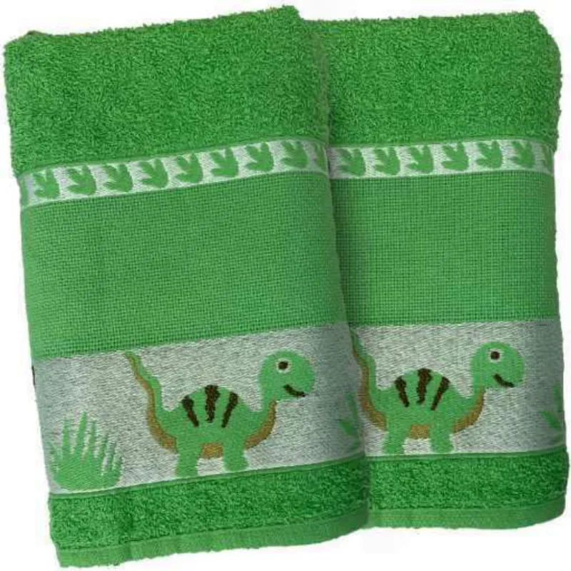 Kit 2 Toalha De Banho Infantil Verde Ponto Cruz Faap