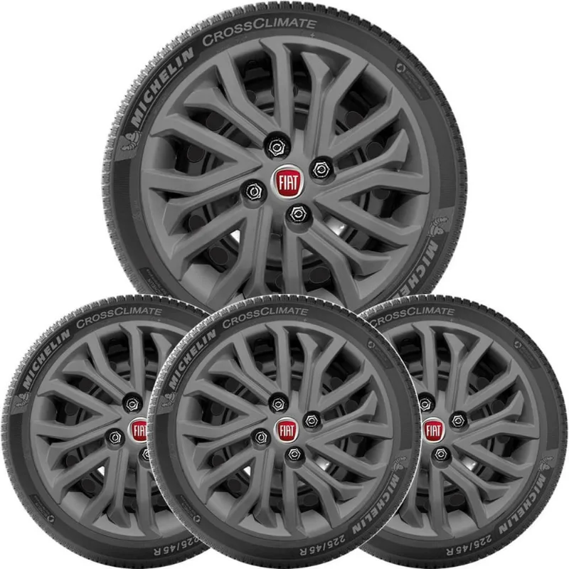 4X Calota Fiat Palio Siena Novo Uno Aro 14 Grafite 295Cb