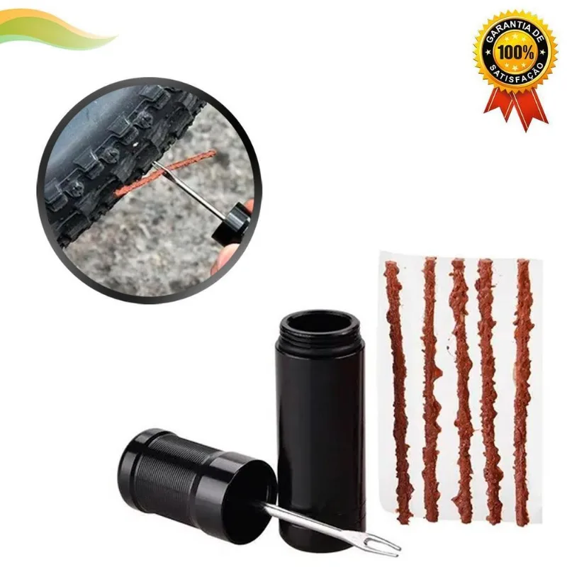 Kit Reparo Pneu Bike Tubeless 5 Macarrão Remendo E Chave Mtb