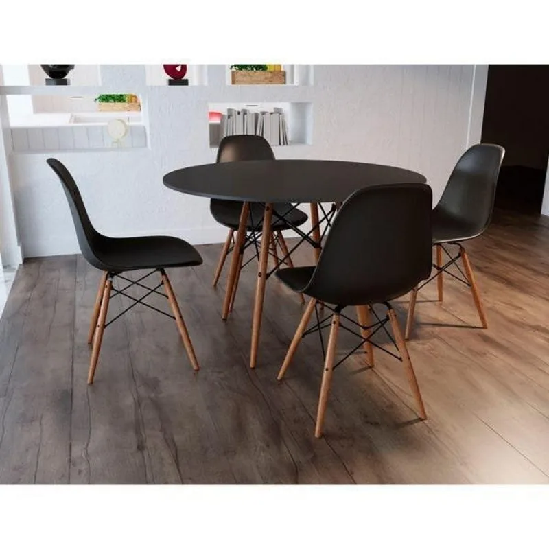 Conjunto De Mesa De Jantar Eames Eiffel 90cm 4 Cadeiras