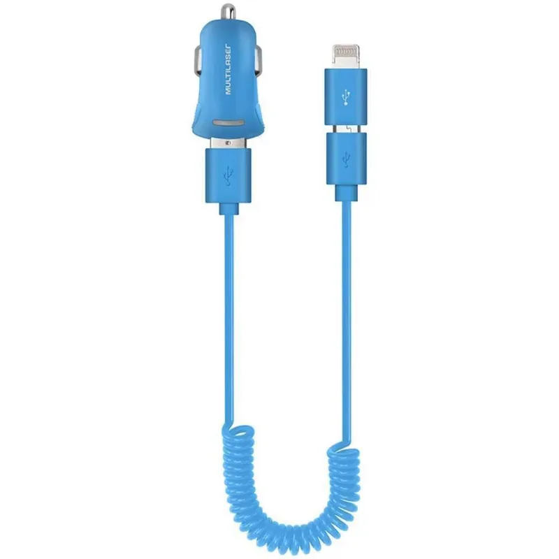 Carregador Automotivo Android/iphone Multilaser Cb094 Azul