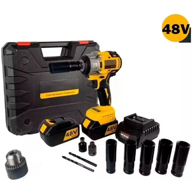 Chave Impacto E Furadeira Profissional 48v Recarregável