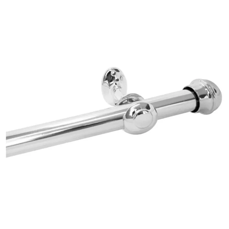 Kit Varão Cromado Simples 5,00 Metros 28Mm Alumínio Polido