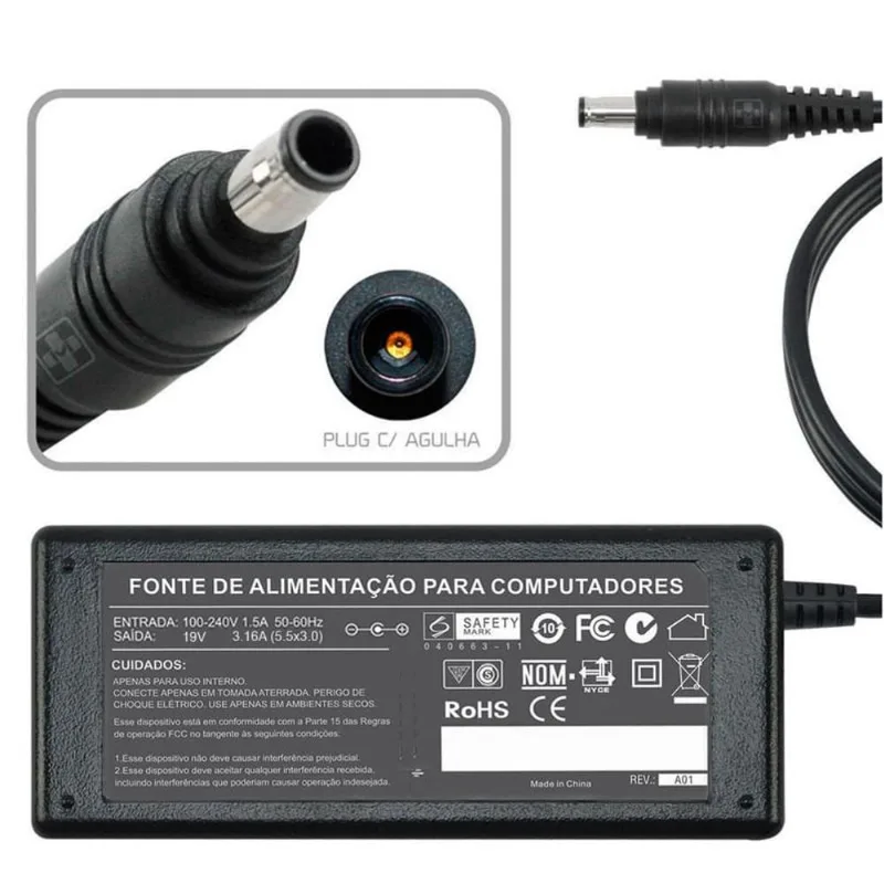 Fonte Carregador Para Samsung Np500r5h Np500r5k 19v 65w 500