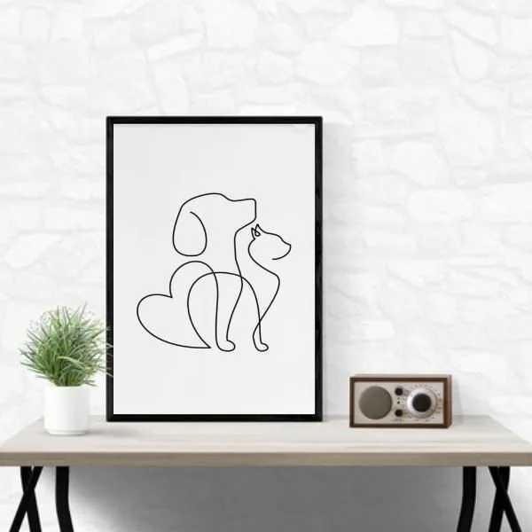 Quadro Clinica Veterinária Minimalista 33X24Cm - Com Vidro - Não Disponível - Decoração