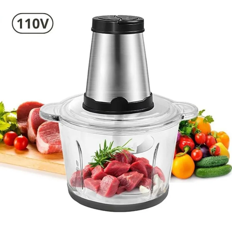 Triturador Elétrico 2L Carne E Temperos, Alta Potência 110V