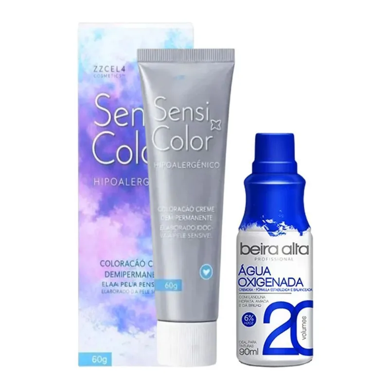 Tintura Hipoalergênica Cor 9.0 Louro Claro Alergoshop 60g + Água Oxigenada Beira Alta 20 Volumes 90ml