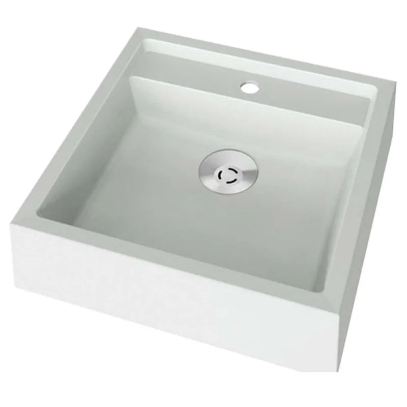 Cuba para banheiro de mármore quadrada 39x39x9,5cm branca Gaam