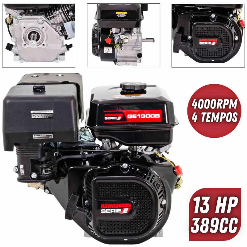Motor Estacionário Kawashima GE1300B á Gasolina 4T 13HP Para Bombas de Pulverização e Irrigação