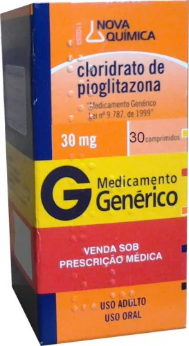 Cloridrato De Pioglitazona 30 Mg 30 Comprimidos Novaquímica Genérico - GENÉRICO - Farmácia