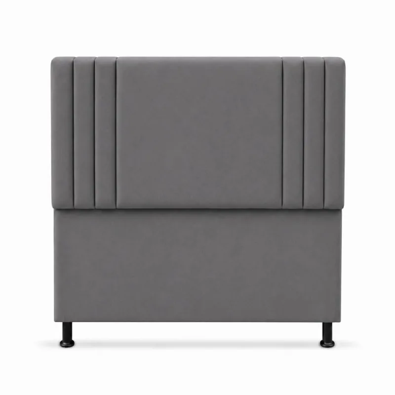 Cabeceira Isis Casal MDF Estofada Suede Cinza Milani Movelaria 160CM - OUTRAS - Móveis