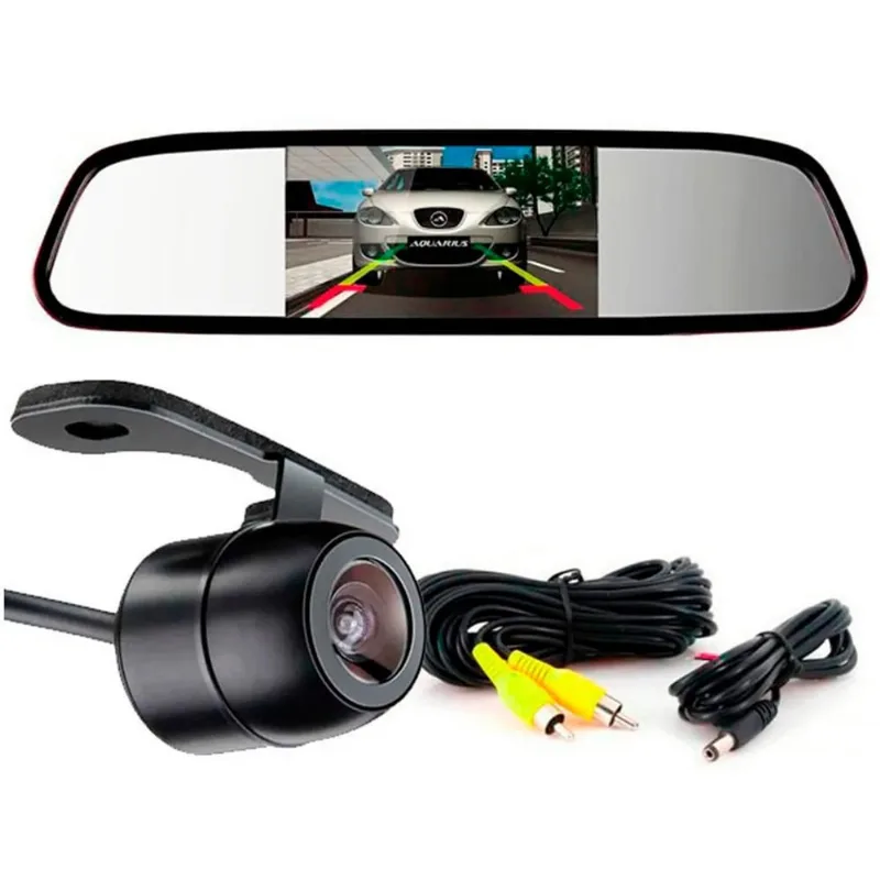 Espelho Retrovisor Tela Lcd 4.3 + Câmera De Ré Automotiva