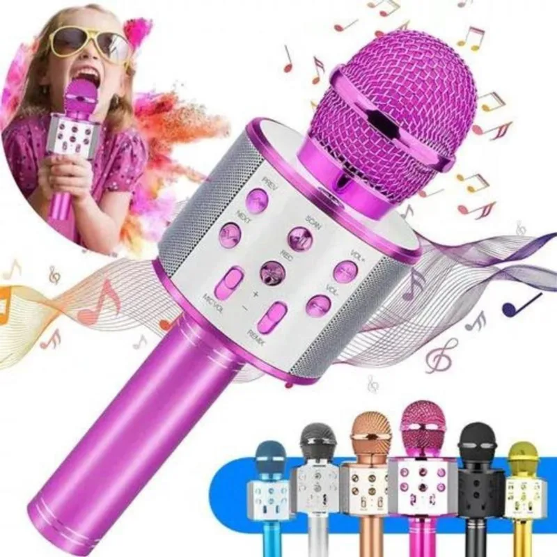 Microfone Bluetooth s/ Fio Youtuber Karaoke Cores Infantil