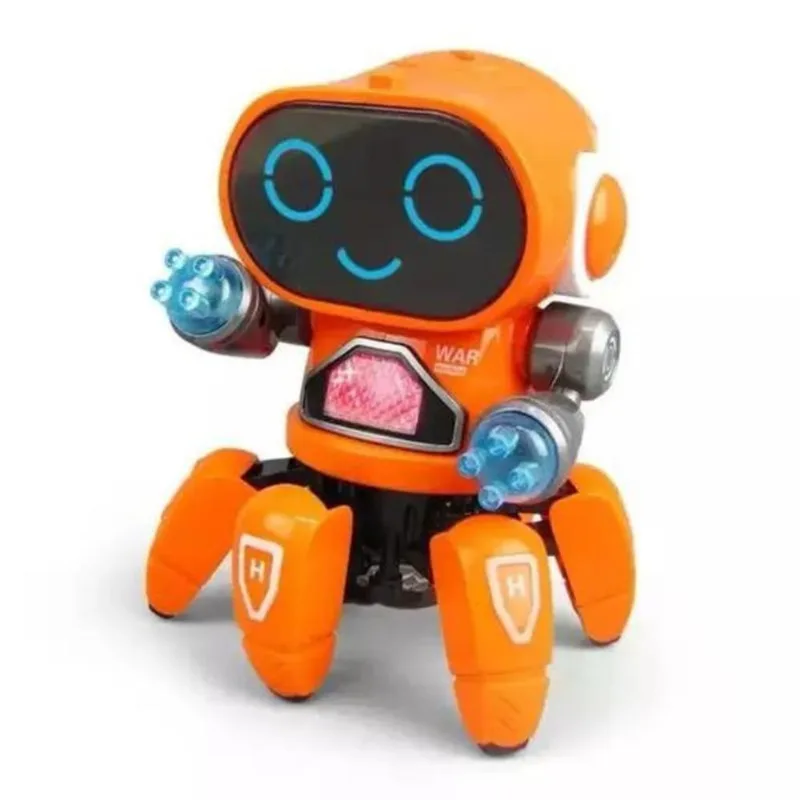 Brinquedo Robo Aranha Com Som E Luzes Divertido Cor Laranja