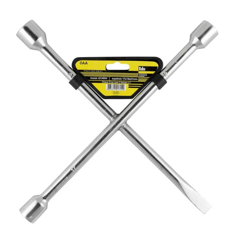 Chave De Roda Tipo Cruz 3 Bocas 17x19x21mm E 1 Espátula Eda