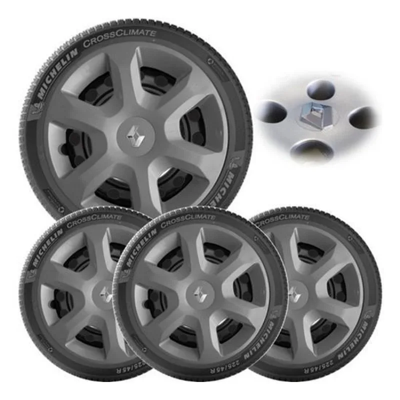 4x Calota Renault Sandero Logan Aro 15 Grafite Com Emb 874ar