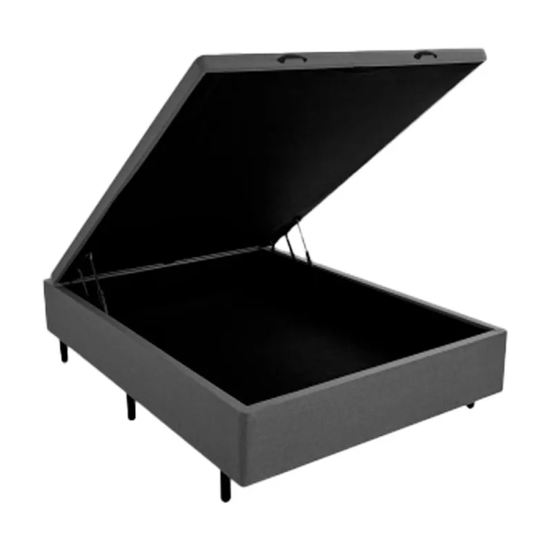 Cama Box Baú Casal Sintético Cinza 138x188 - OUTRAS - Móveis