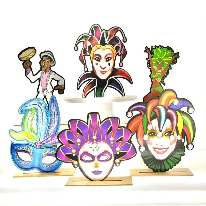 Kit Display De Mesa 6 Peças Para Festa Carnaval Mdf