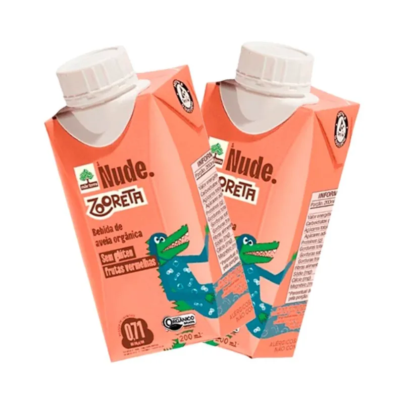 Kit 2X: Leite Vegetal de Aveia Orgânico Zooreta Frutas Vermelhas Nude 200ml