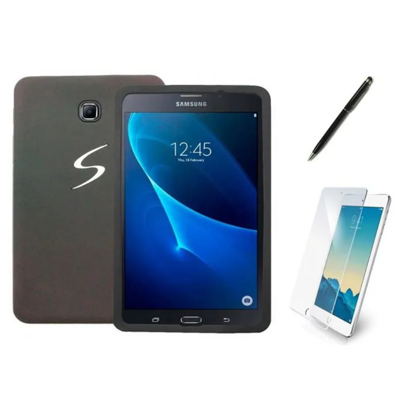 Capa de Silicone Galaxy Tab A Note 10.1 Pol modelo: P580/P585 ¿ Preto + Pel Vidro e Can Touch