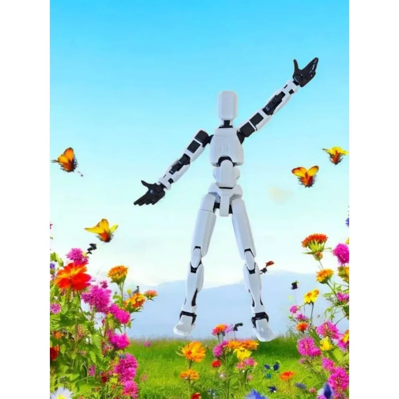 Bonec GRANDE 20 CM DESMONTADO Brinquedo Articulado Infantil Dummy 13 Action Figure 3D (BRANCO/PRETO)