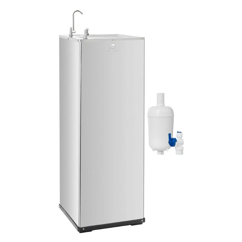 Bebedouro Coluna Pressão Aço Inox c Filtro Reserva Karina