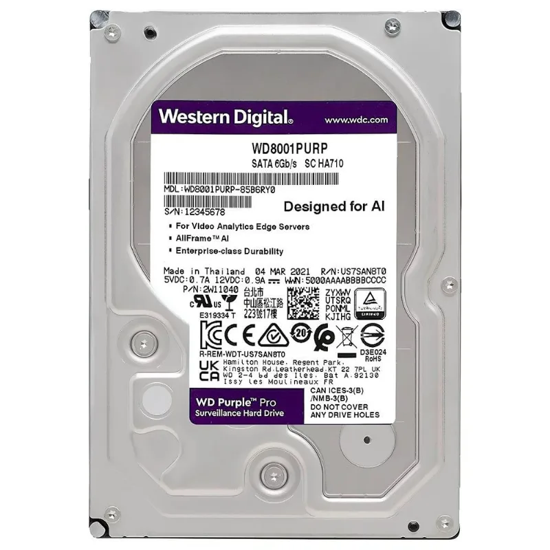 Hd Western Digital 8tb Wd Purple Pro 3.5" Sata 3 7200rpm - Wd8001purp