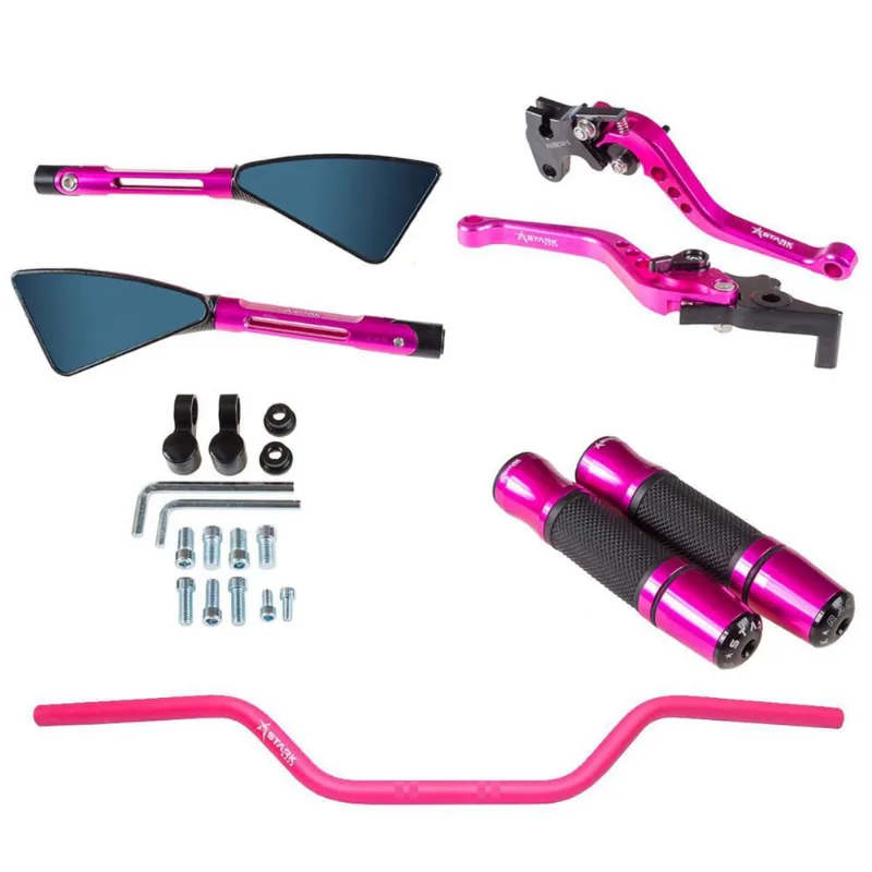 Kit Rosa Guidão 22Mm Manopla Jupiter Retrovisor Manete Pcx