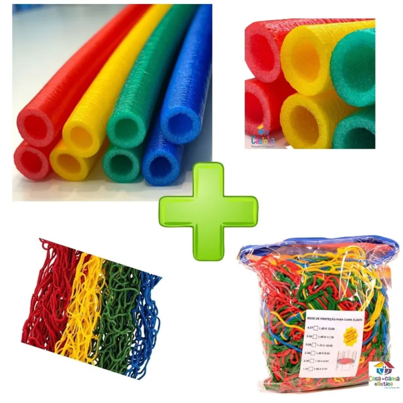 Kit 8 isotubos blindado + 1 rede 3,66M / 3,70M cama elástica - Não Disponível - Brinquedos