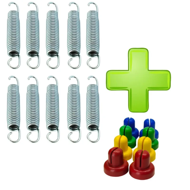 Kit Com 10 Molas Biconica 14cm Zincada + 8 Ponteiras Combo Acesórios Para Cama Elástica - Não Disponível - Brinquedos
