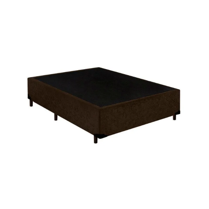 Base Box Casal Suede Extremo Reforçado Homequeen Marrom 40x138x188