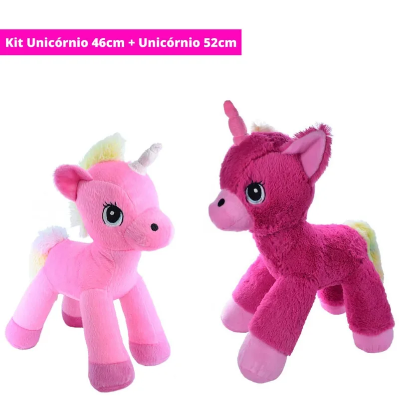 Unicórnio de Pelúcia Grande + Unicórnio Gigante Rosa Pink