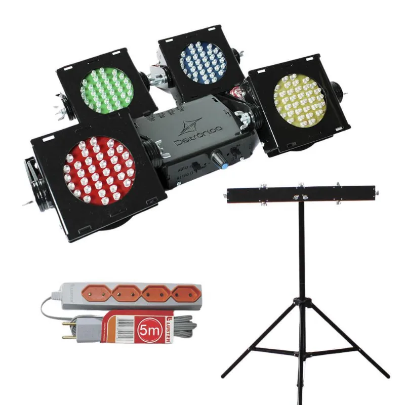 Kit Sequencial 4 Canhão De Led Tripé E Extensão Deltrônica