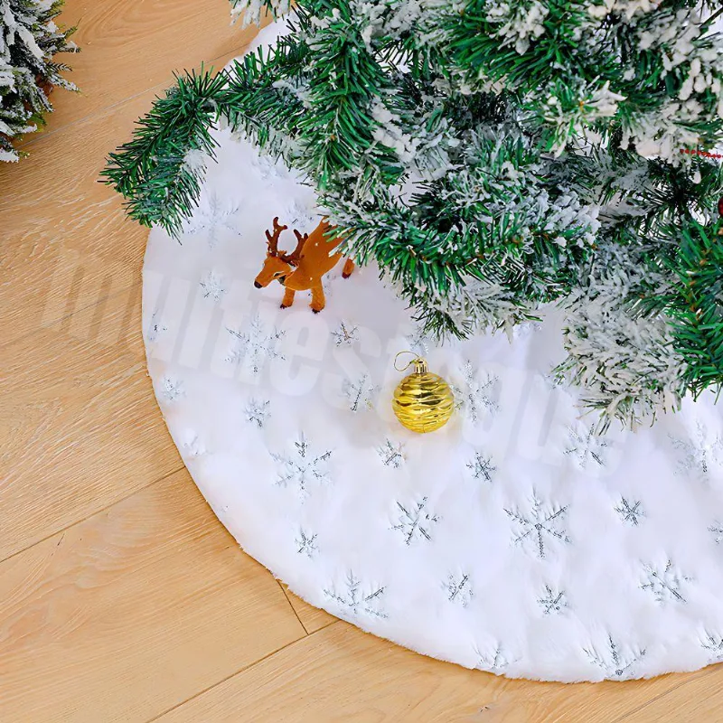 Saia Para Árvore De Natal Veludo Pelo Alto Branco 90cm Wincy
