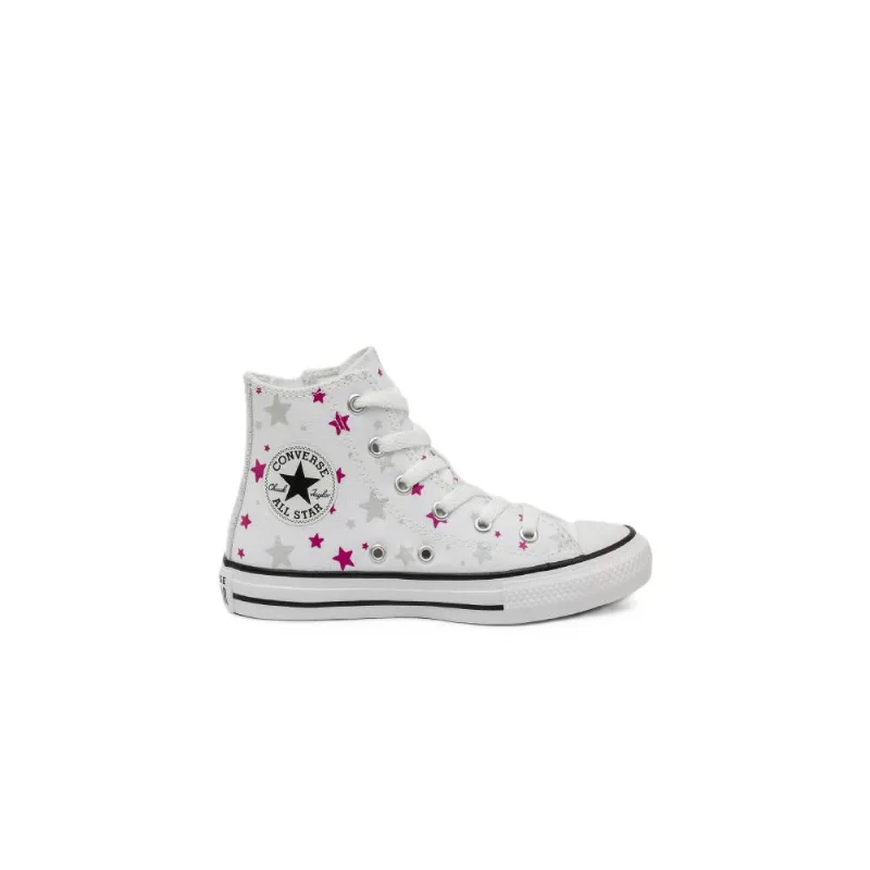 Tênis Converse Chuck Taylor All Star Kids Hi Sparkle Party Print Branco/Prata CK11140001.31