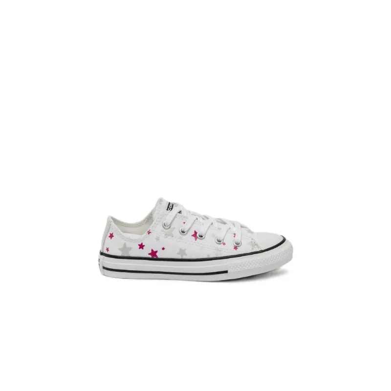Tênis Converse Chuck Taylor All Star Kids Ox Sparkle Party Print Branco/Prata CK11150001.27