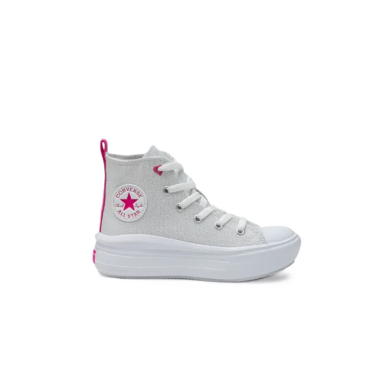 Tênis Converse Chuck Taylor All Star Move Hi Kids Be Dazzling Prata Puro CK11240002.30