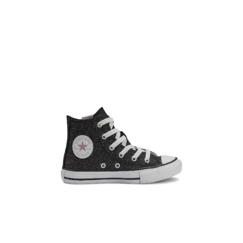 Tênis Converse Chuck Taylor All Star Kids Hi Side Zip Material Shine Preto CK11870002.33 - Converse