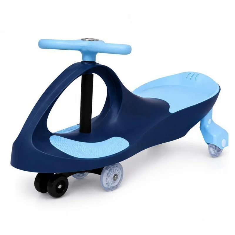 Carrinho Infantil Super Car Com Volante 360 Rodas Led Azul Unitoys