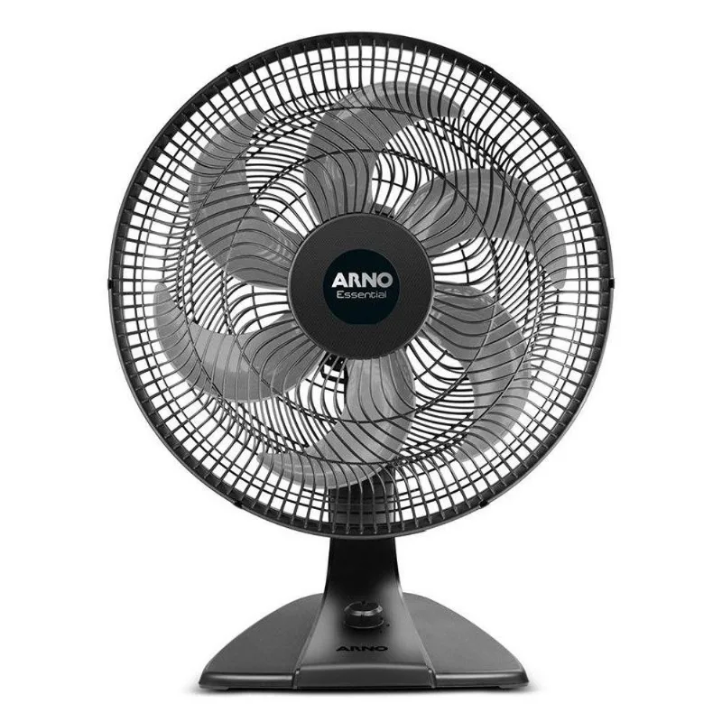Ventilador De Mesa Arno 140w 6 Pás 3 Velocidades Vd2e Essential Preto Com Cinza 110v