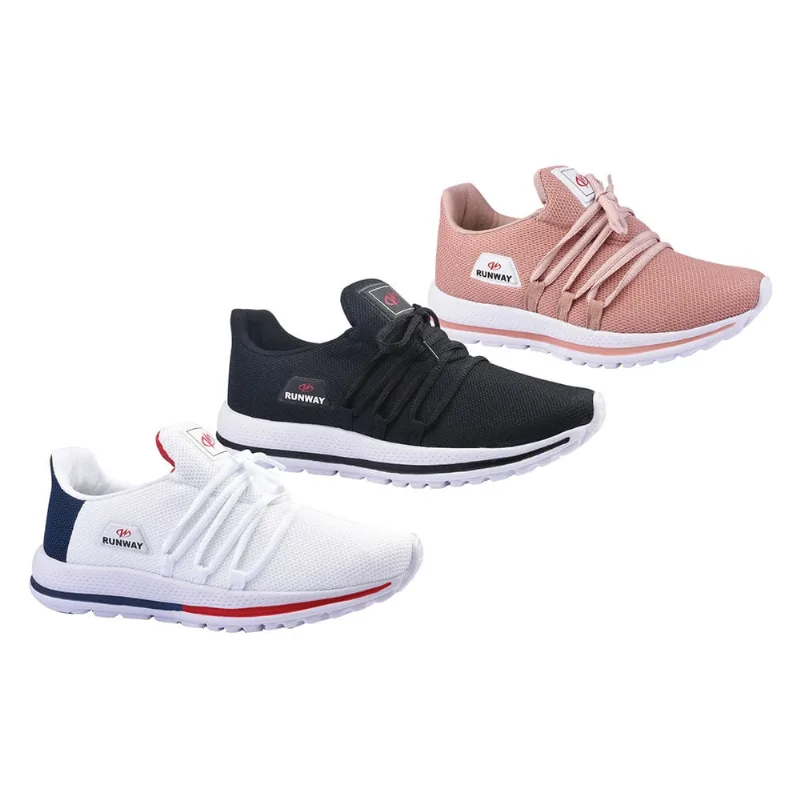 Kit 3 Pares Tênis De Caminhada Corrida Runway Soft Feminino