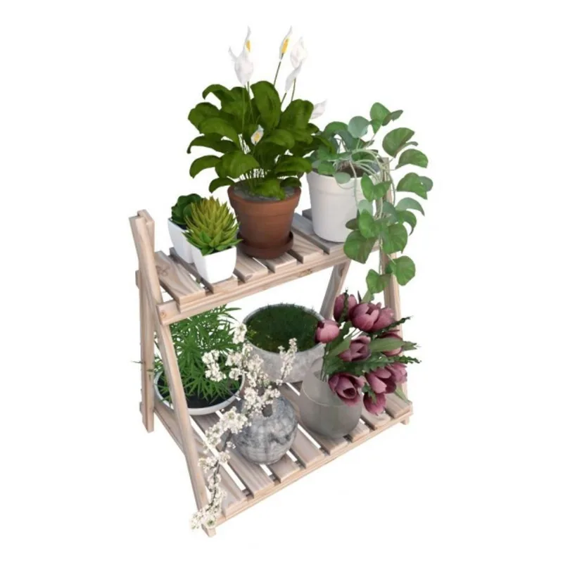 Organizador 60Cm Vazado Moderno 2 Níveis Madeira Natural